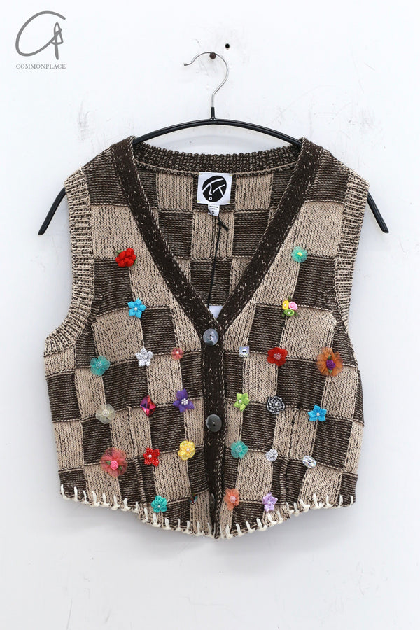 YANYAN KNITS 24 Autumn and Winter Firework Shrink Vest YYK-YYW24-1171-ZONGYANMAI Brown/Oatmeal